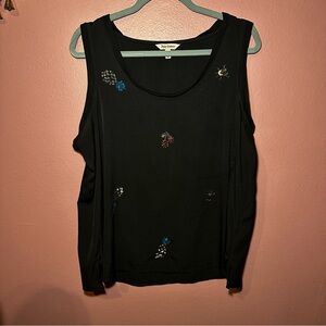 Juicy Couture Black Tank Top with Colorful Embellishments